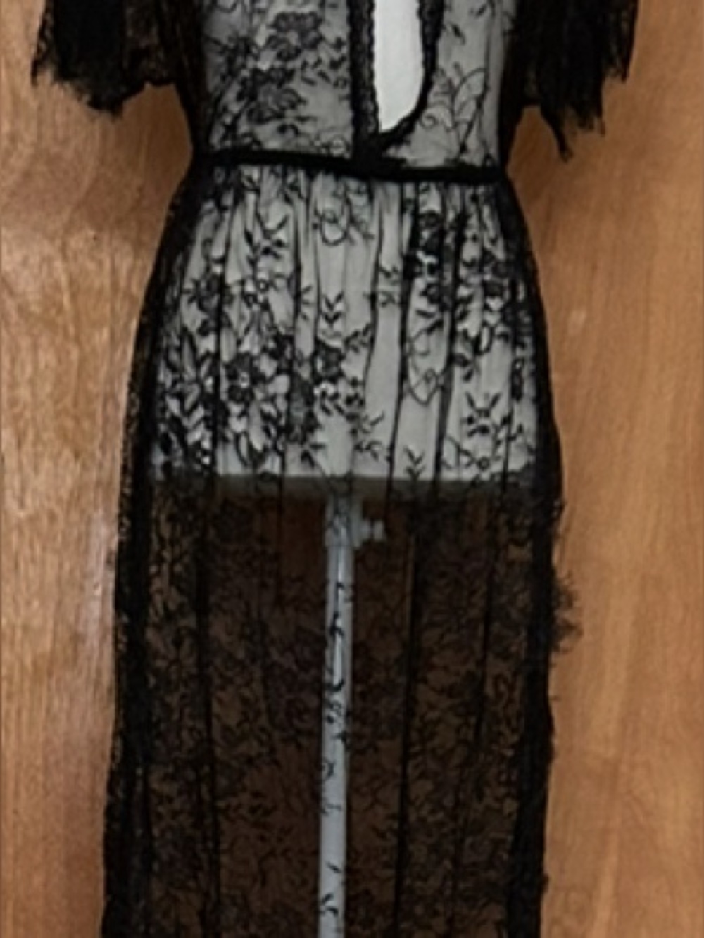 Black Sheer Lace Night Gown Size M